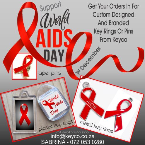 World Aids Day Keyrings & Pins Red Ribbon Key Holders & Pins